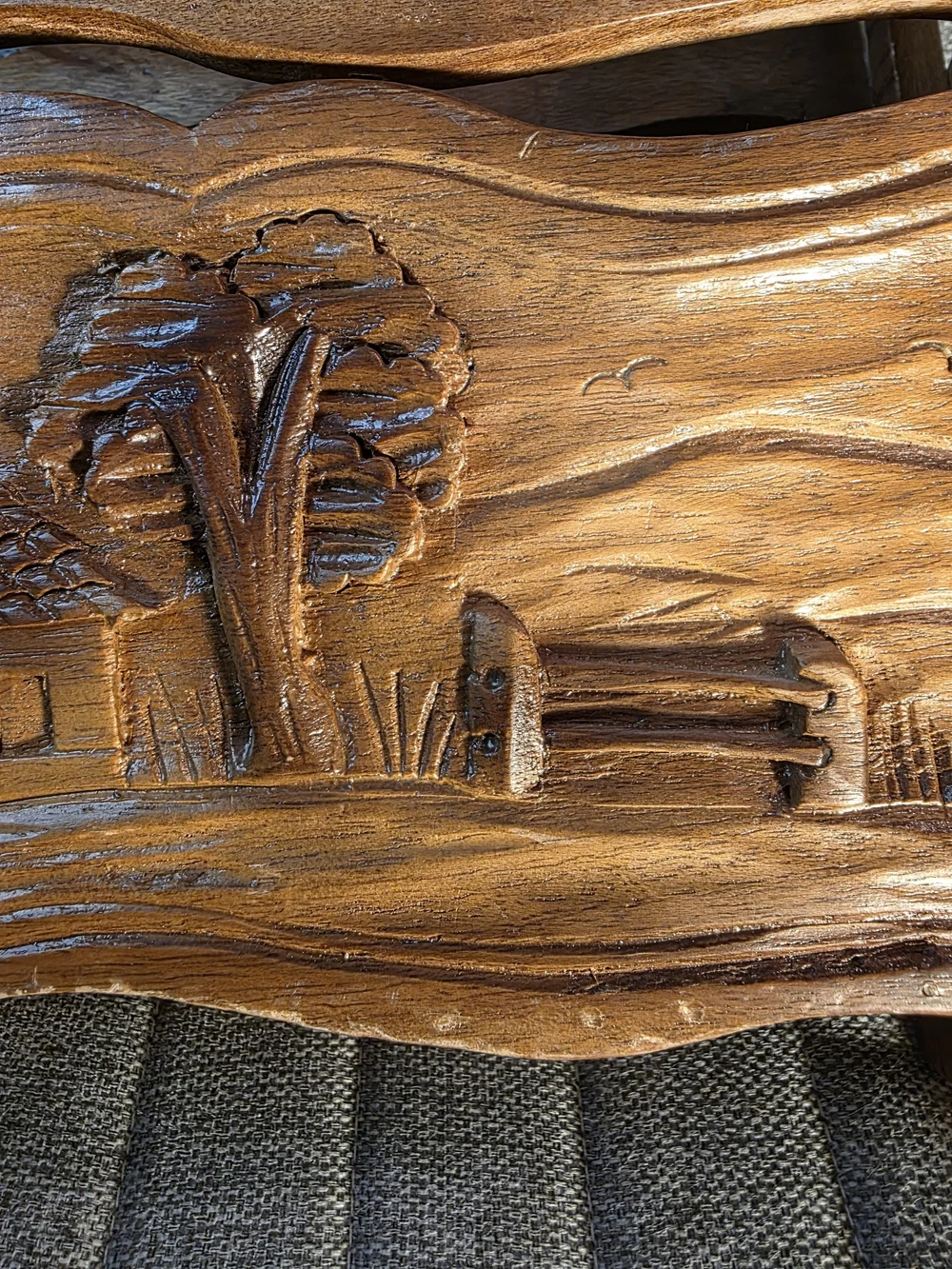 Hand-Carved Wooden Magazine Rack - Warm Honey Tone